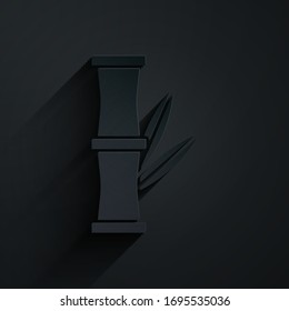 Paper cut Bamboo icon isolated on black background. Paper art style. Vector Illustration