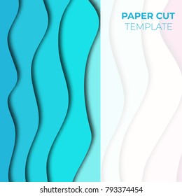 Paper cut banner design. Square template for social media posts, presentations, flyers, invitations. Vector illustration.