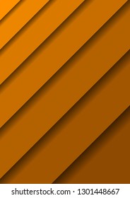 Paper cut banners with 3D abstract background with orange or yellow  layers  sheets one over the other diagonally and shadows. Papercut layout for banner, poster, greeting card. Vector illustration.