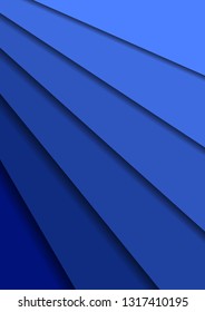 Paper cut banners with 3D abstract background with blue layers  sheets one over the other diagonally and shadows. Papercut layout for banner, poster, greeting card. Vector illustration.