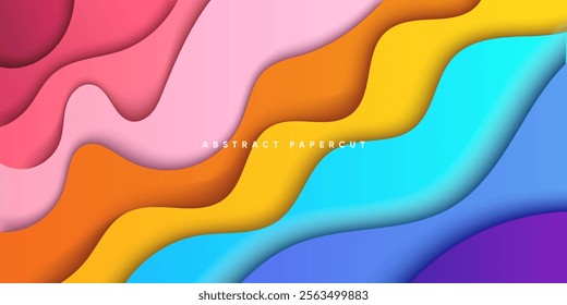 Paper cut banners set with 3D abstract background and wavy shapes. Liquid wavy colorful background vector design layout for business presentations, flyers, posters, invitations, etc.