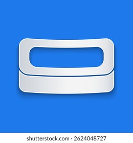 Paper cut Bar of soap icon isolated on blue background. Soap bar with bubbles. Paper art style. Vector