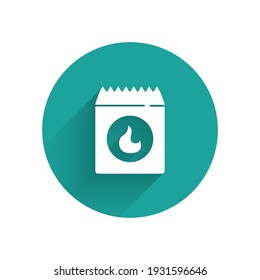 Paper cut Barbecue coal bag icon isolated on blue background. Paper art style. Vector