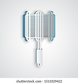 Paper cut Barbecue steel grid icon isolated on grey background. Top view of BBQ grill. Wire rack for BBQ. Grilling basket. Paper art style. Vector Illustration
