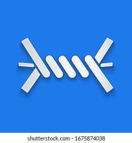 Icono de alambre cortado con papel aislado en fondo azul. Estilo de arte de papel.  Ilustración vectorial