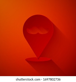 Paper cut Barbershop icon isolated on red background. Hairdresser logo or signboard. Paper art style. Vector Illustration