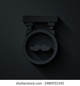 Paper cut Barbershop icon isolated on black background. Hairdresser logo or signboard. Paper art style. Vector Illustration