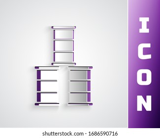 Paper cut Barrel oil icon isolated on grey background. Paper art style. Vector Illustration