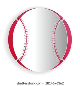 Paper cut Baseball ball icon isolated on white background. Paper art style. Vector.
