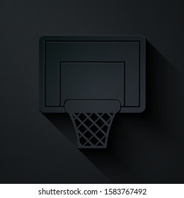 Paper cut Basketball backboard icon isolated on black background. Paper art style. Vector Illustration