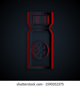 Paper cut Basketball game ticket icon isolated on black background. Paper art style. Vector Illustration