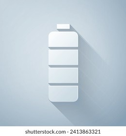 Paper cut Battery charge level indicator icon isolated on grey background. Paper art style. Vector Illustration