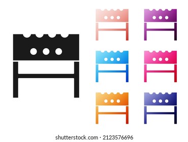 Paper cut BBQ brazier icon isolated on grey background. Paper art style. Vector
