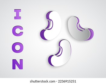 Paper cut Beans icon isolated on grey background. Paper art style. Vector