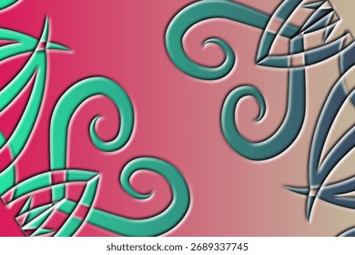 paper cut Beautiful classic design colourful background with flower leaf line art pattern of indonesian culture traditional batik	
