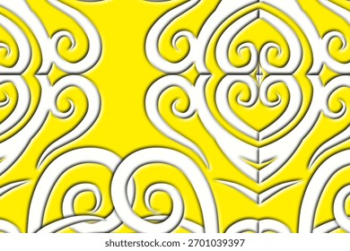 paper cut Beautiful classic design colourful background with flower leaf line art pattern of indonesian culture traditional batik	
