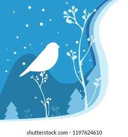 paper cut beautiful winter bird
