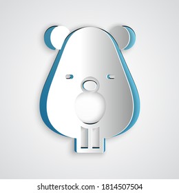 Paper cut Beaver animal icon isolated on grey background. Paper art style. Vector.