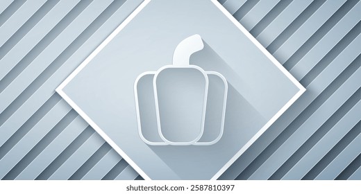 Paper cut Bell pepper or sweet capsicum icon isolated Paper cut background. Paper art style. Vector