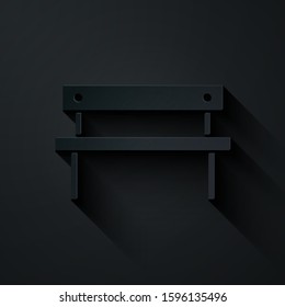 Paper cut Bench icon isolated on black background. Paper art style. Vector Illustration