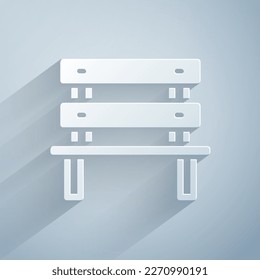 Icono del banco de corte de papel aislado en fondo gris. Estilo de arte de papel. Vector