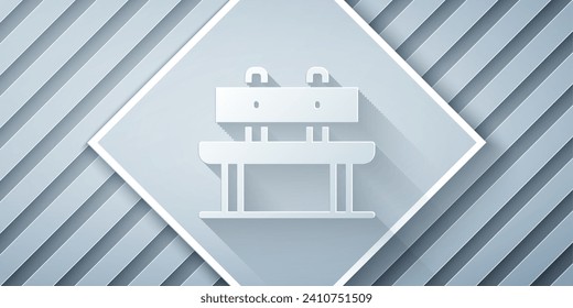 Paper cut Bench icon isolated on grey background. Paper art style. Vector