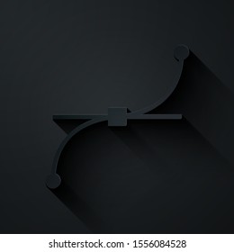 Paper cut Bezier curve icon isolated on black background. Pen tool icon. Paper art style. Vector Illustration