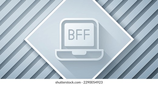 Paper cut BFF or best friends forever icon isolated on grey background. Paper art style. Vector