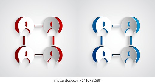 Paper cut BFF or best friends forever icon isolated on grey background. Paper art style. Vector