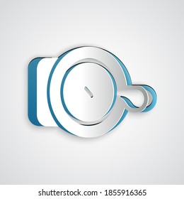 Paper cut Bicycle bell icon isolated on grey background. Paper art style. Vector.