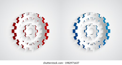 Paper cut Bicycle cassette mountain bike icon isolated on grey background. Rear Bicycle Sprocket. Chainring crankset with chain. Paper art style. Vector