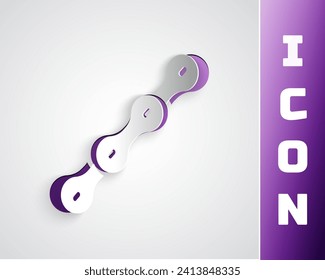 Paper cut Bicycle chain icon isolated on grey background. Bike chain sprocket transmission. Paper art style. Vector