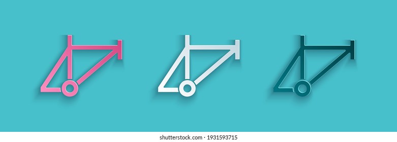 Paper cut Bicycle frame icon isolated on blue background. Paper art style. Vector