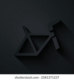 Paper cut Bicycle frame icon isolated on black background. Paper art style. Vector