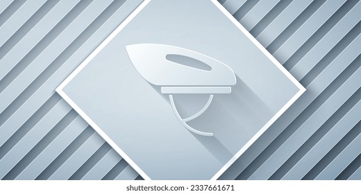 Paper cut Bicycle helmet icon isolated on grey background. Extreme sport. Sport equipment. Paper art style. Vector