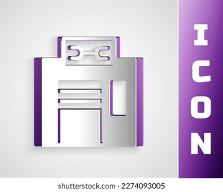 Paper cut Bicycle repair service icon isolated on grey background. Paper art style. Vector