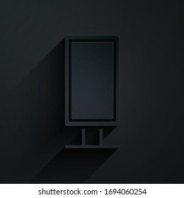 Paper cut Big full length mirror for bedroom, shops, backstage icon isolated on black background. Paper art style. Vector Illustration