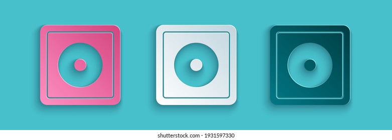 Paper cut Billiard chalk icon isolated on blue background. Chalk block for billiard cue. Paper art style. Vector