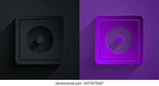 Paper cut Billiard chalk icon isolated on black on purple background. Chalk block for billiard cue. Paper art style. Vector