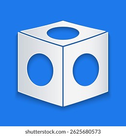 Papel corte Bilhar ícone de giz isolado no fundo azul. Bloco de giz para taco de bilhar. Estilo da arte do papel. Vetor