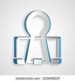 Paper cut Binder clip icon isolated on grey background. Paper clip. Paper art style. Vector