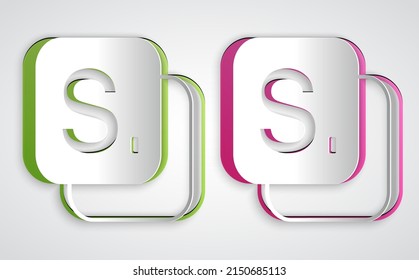 Paper cut Bingo icon isolated on grey background. Lottery tickets for american bingo game. Paper art style. Vector