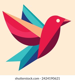 logotipo de concepto de pájaro de corte de papel con colores prominentes 