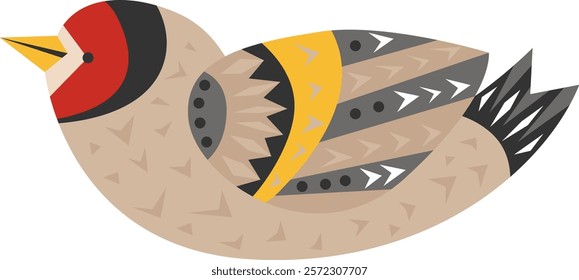 Paper Cut Bird With Ornament Vector Illustration