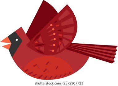 Paper Cut Bird With Ornament Vector Illustration