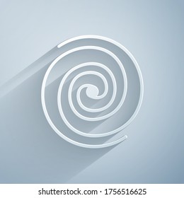 Paper cut Black hole icon isolated on grey background. Space hole. Collapsar. Paper art style. Vector Illustration