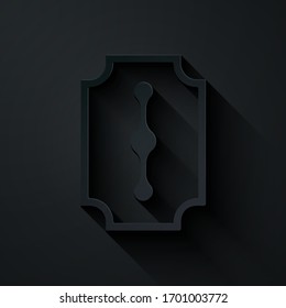 Paper cut Blade razor icon isolated on black background. Paper art style. Vector Illustration