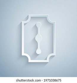 Paper cut Blade razor icon isolated on grey background. Paper art style. Vector Illustration