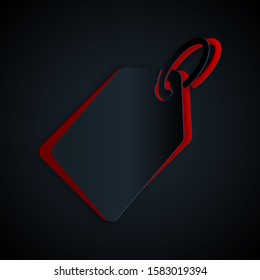 Paper cut Blank label template price tag icon isolated on black background. Empty shopping discount sticker. Template discount banner. Paper art style. Vector Illustration