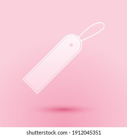 Paper cut Blank label template price tag icon isolated on pink background. Empty shopping discounts sticker. Template discount banner. Paper art style. Vector.